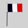 4"x6" France Flag W/Black Plastic Pole & Gold Spear